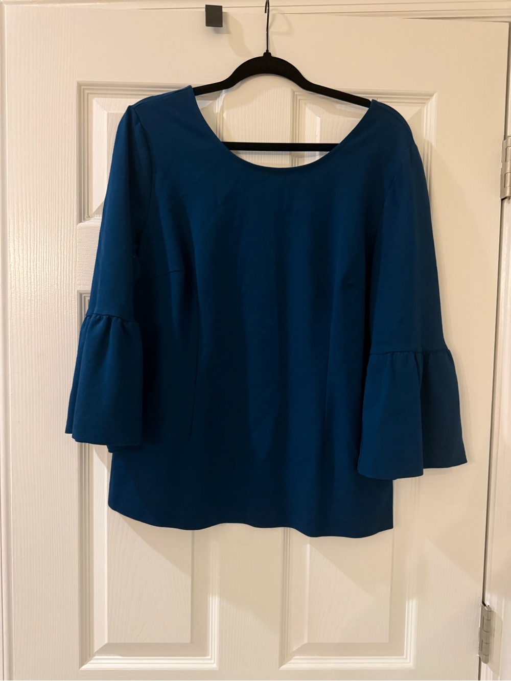 Boden Teal Bell-Sleeve Scoop Neck Top